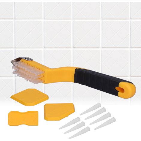 Couteau de nettoyage pour carrelage, outil à jointoyer, grattoir à colle, grattoir à mastic silicone, ensemble de grattoirs en plastique (11 pièces) (1/5)