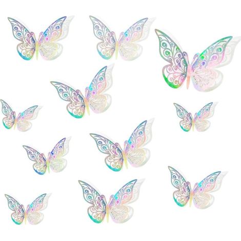 Décoration murale papillons 3D scintillants – 72 pièces en plastique léger, motifs creusés pour mariages, fêtes et décoration intérieure (1/5)