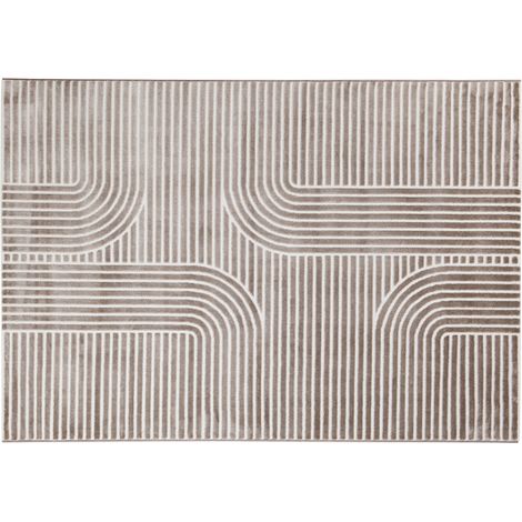 Tapis graphique rectangulaire taupe 160 x 230 cm MAGNUS (1/4)