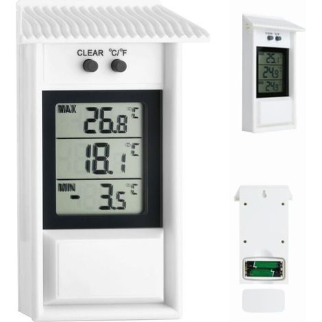 Termómetro digital, termómetro electrónico para exteriores para temperatura y humedad, resistente al agua, para refrigerador, lectura de temperatura, función de memoria, utilizable en interiores o ext (1/5)