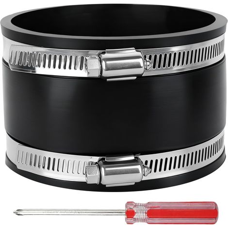 Manchon flexible en caoutchouc 100 mm avec colliers de serrage en acier inoxydable et tournevis, raccord d'étanchéité pour ventilateur de tuyau et tuyaux d'évacuation, pour montage intérieur (1/5)
