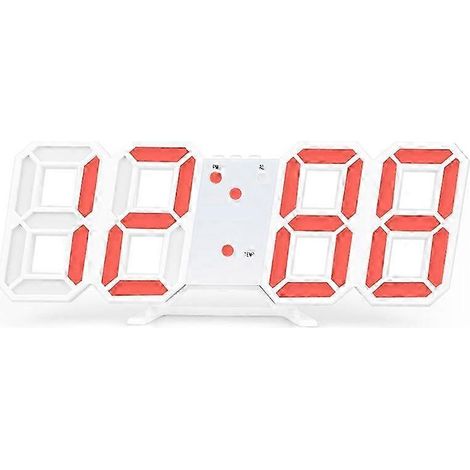 Grand réveil numérique 3D LED mural/de bureau avec fonction snooze, réglage automatique de la luminosité 12/24 heures, interface USB, couleur orange. (1/5)