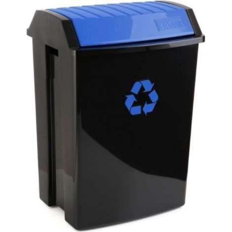 CONTENEDOR RECICLAJE 50 L NEGRO 40 X 35,5 X 57,5CM TAPA AZUL - 1102300