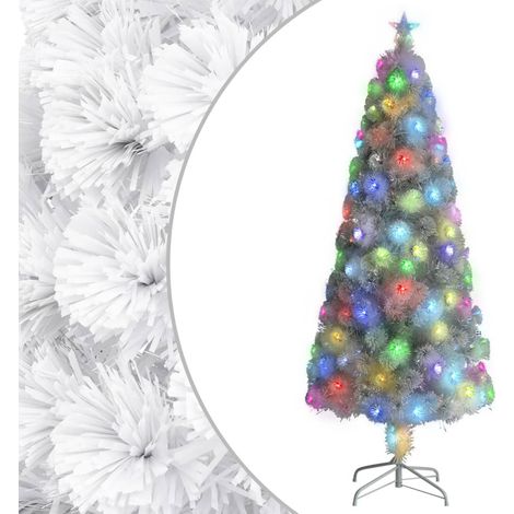 Sapin de Noël artificiel avec LED Blanc 210 cm Fibre optique (1/5)