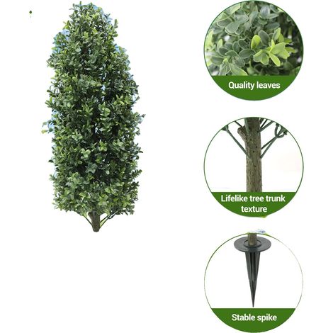 Plantas artificiales de boj, 70 cm de altura, estilo topiario para exteriores, 90 cm. (1/2)