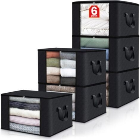 6-Piece Black Storage Bags - Dustproof and Moisture-Proof