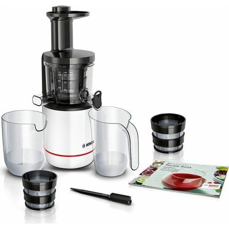 Bosch MESM500W Estrattore VitaExtract 150 W Bianco, Nero. Tipo di prodotto: Estrattore di succo, Colore del prodotto: Nero, Bianco, Capienza contenitore succo: 1 L. Materiale della scocca: Plastica... (1/2)
