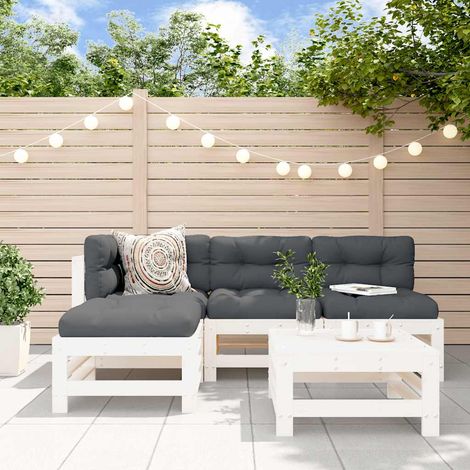 vidaXL Salon de jardin 5 pcs blanc bois massif de pin (1/5)