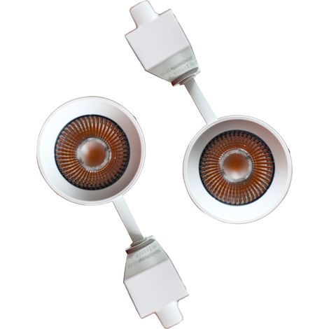 2 Pezzi Faro Led Binario Monofase 30W 2600LM 220V, Corpo Bianco, Luce Bianco Neutro 4000K, Angolo 36° CRI90, D80X138mm