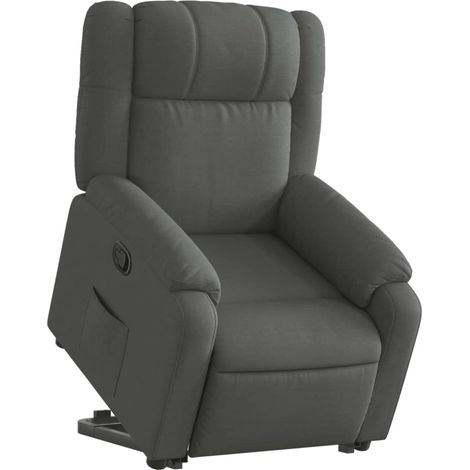Poltrona relax TV rivestimento confortevole funzione sollevamento elettrico in tessuto grigio scuro DEC027932