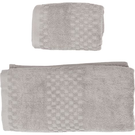 Lot de Serviettes de Bain et de Main (2 pièces) en Coton Absorbant - 70x140cm - Rapide Séchage (1/5)