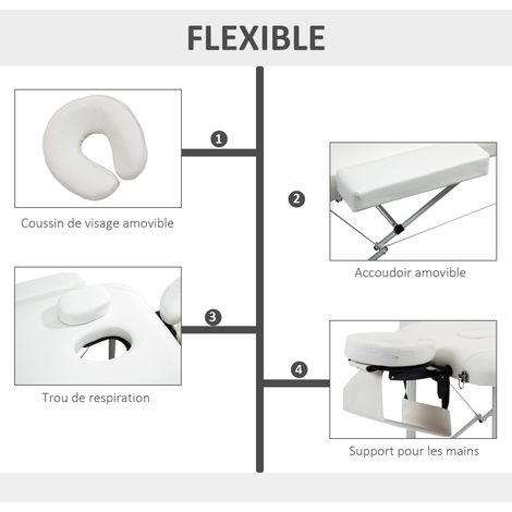 Homcom – Table de massage pliante cosmétique 225 kg – Aluminium léger – Réglable en hauteur et inclinaison – Sac de transport inclus — vue 4