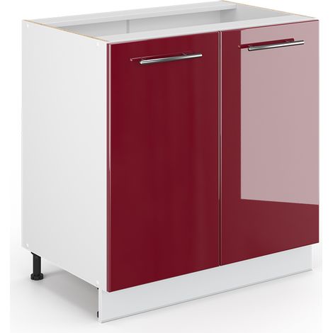 Midischrank Fame-Line, Bordeaux Hochglanz, 80 x 81.6 cm mit Regal, ohne Arbeitsplatte, Vicco