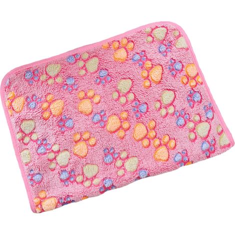 Couverture pour animaux de compagnie en molleton de corail doux, confortable, motif de patte mignon, lavable, multifonction, pour chiots, chiens et chats (1/5)