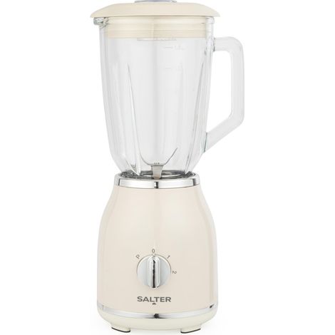 Salter Retro Cream Jug Blender - Brocca in vetro staccabile da 1,5 litri senza BPA, 2 velocità e funzione Pulse, lame incrociate in acciaio inox, frullati e frappè proteici, base antiscivolo, 1000 W (1/5)