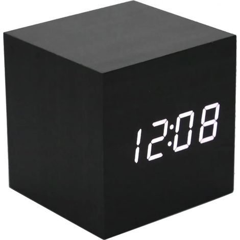 Réveil en bois - Mini-horloge numérique avec affichage de la température, 3 niveaux de luminosité et commande vocale, parfait pour les voyages et la maison (1/4)