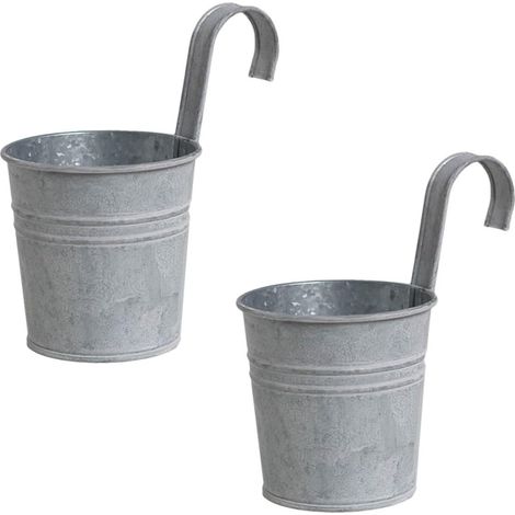 Lot de 2 pots fleurs rétro en fer NUOBESTY avec crochet suspension amovible, parfaits (1/5)