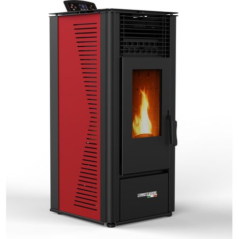 Stufa a Pellet 10kW ad Aria Ventilata Rodi Riscaldamento Alta Efficienza 100mq Bordeaux (1/4)