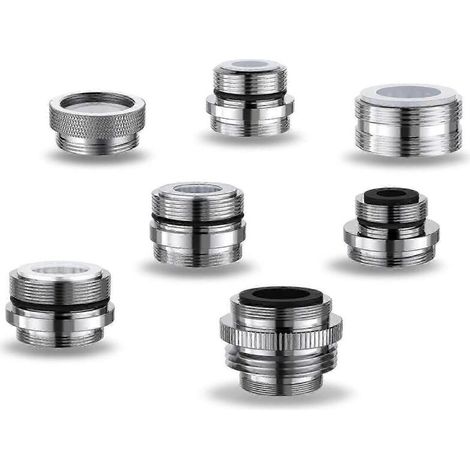 Set of 7 tap hose adapters of different sizes, made of solid brass, compatible with removable sink aerators. (1/5)