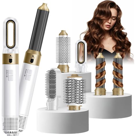 Brosse Chauffante Brushing, 1-Step Styler, Air-brush 6 En 1 Avec Seche Cheveux, Brosse Soufflante Rotative Pour Cheveux, Brosse Soufflante Technologie CéRamique, SéCher, Boucler, Lisser (Blanc) (1/5)
