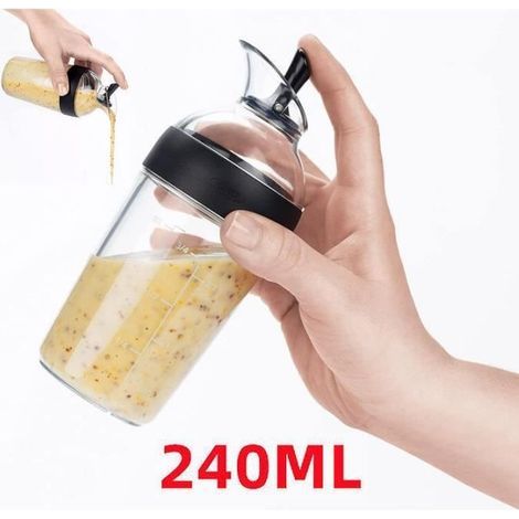 Shaker à Vinaigrette,Jus de Mélange Bouteille,Mélangeur à Vinaigrette,Sauce de soja Mélangeur,pour Sauce,Cuisine,Sirop,Huile(240ML) (1/4)