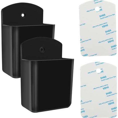 Lot de 2 supports universels pour télécommandes - Auto-adhésifs - Support mural pour télécommande de TV - Classique - Noir (1/5)