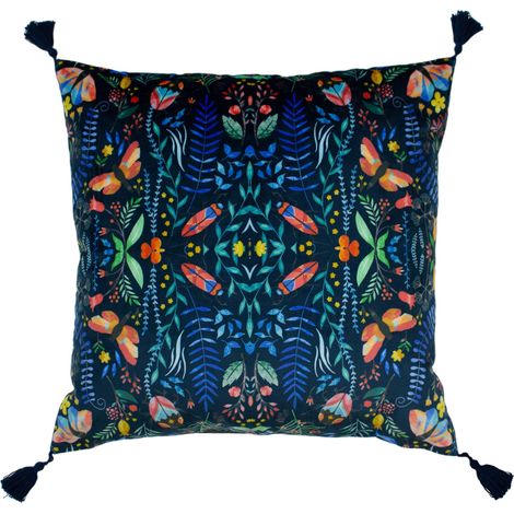 Coussin Garni en Polyester kaléidoscopique, Oreiller Coussin, Bleu, 50 x 50 cm