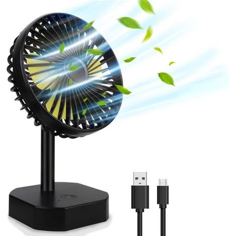 Mini-Tischventilator, kleiner USB-Ventilator, höhenverstellbarer, leiser tragbarer Ventilator, 3 Geschwindigkeitsstufen, 4 Stangen für Zuhause/Büro/Reisen/Bibliothek – Fei Yu (1/5)