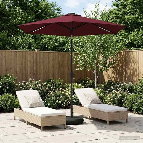 Parasol de jardín con luces LED y base 230 x 230 cm Poliéster