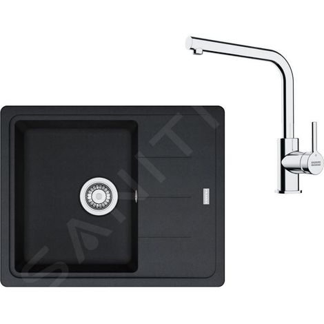 Franke - Set de cuisine G262O, évier en fragranit BFG 611-62, onyx + robinet FS 3230.031, onyx/chrome 114.0700.731 (1/4)