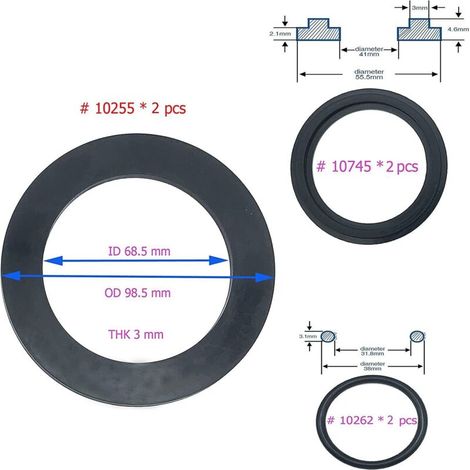 Rondelles et joints de rechange pour Intex 25076RP (10745, 10262, 10255) et un kit de réparation général (6 pièces). (1/3)