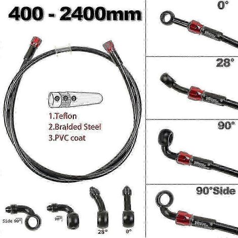 Durite de frein unique pour moto tout-terrain, tressée en acier renforcé, pour freins, embrayage et huile, compatible avec scooters, quads et motos (1600 mm). (1/5)