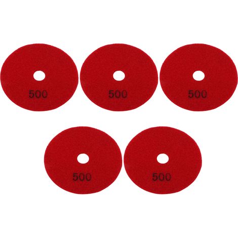 Kit de 5 disques de polissage diamantés humides de 10 cm (4 pouces) à grain doux pour marbre, granit et céramique, grain 500 (1/5)