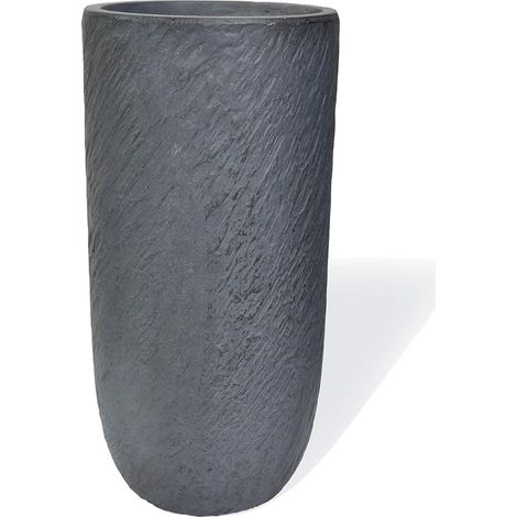 Köhko® Blumenkübel Pflanzkübel aus Fiberglas Pflanzübertopf ø34xH64 cm Anthrazit Rund Übertopf
