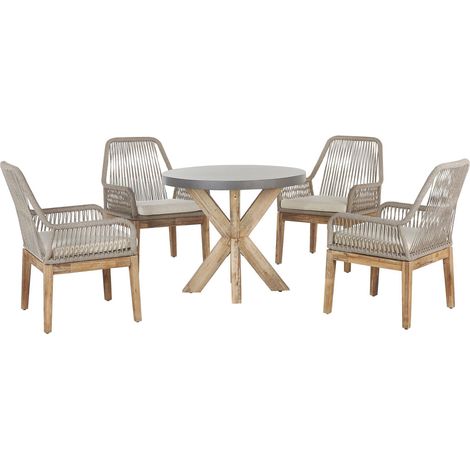 Garden Dining Set 4 Seater OLBIA with Cushions Concrete Beige (1/5)