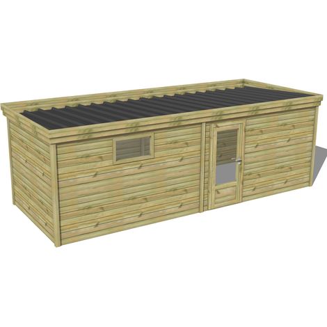 ABRI DE JARDIN bois traité 27mm, 7,3x2,6m, 19m2