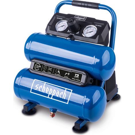 Scheppach Compresseur à air HC10 Twin – 750 W – 8 bar – Cuve 7,5 L – Compresseur d’air sans huile – Double réservoir – Aspiration 50,4 L/min – 2 manomètres – Raccord rapide