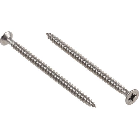 Vis à bois, 5mm, tête Fraisée 80mm, en Acier Inoxydable A2 304 ( Prix pour Sachet de 100 ) (1/2)