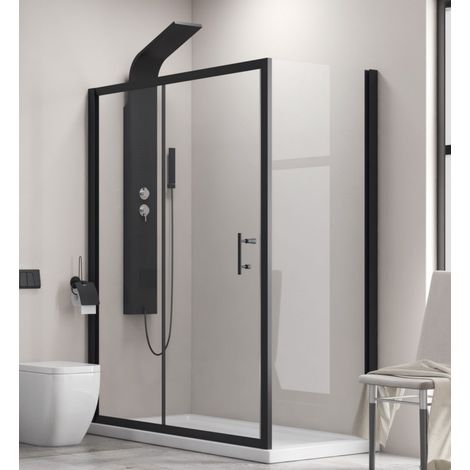 Box doccia angolare 140x90 telaio colore nero scorrevole KFN5000S kamalu