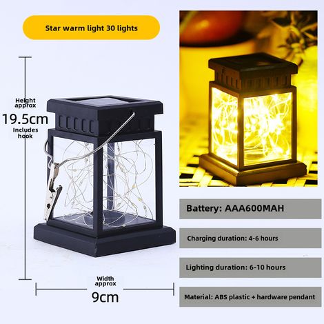 Lanterne solaire transfrontalière, petite lanterne de palais, petite lanterne à vent LED, lampe de jardin, veilleuse, lustre étanche, lanterne à bougie simulée (lumière chaude, 30 lampes) (1/5)