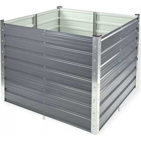 Dema – Potager surélevé en métal anthracite 990x990x800mm – Épaisseur 0,5mm – Galvanisé pour usage extérieur – Facile à monter