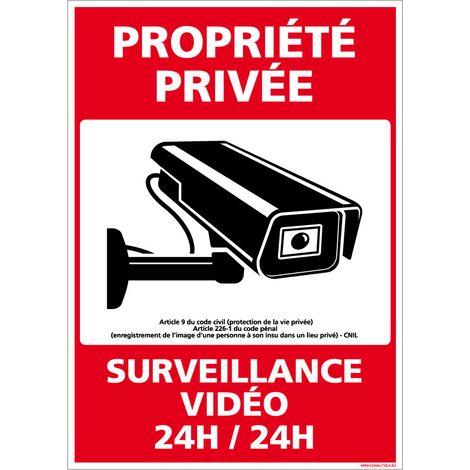 Autocollants de Signalisation Souple – Panneaux de Signalisation Autocollants – Plusieurs tailles au choix – Signalisation Française - Propriété privée, surveillance vidéo 24h/24h - 150 x 210 mm
