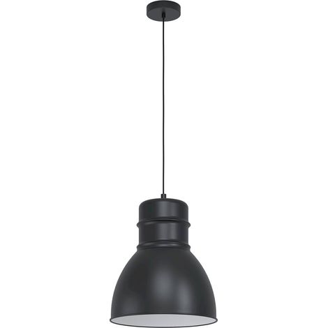 Lampadario A Sospensione Vintage Ebury Acciaio Nero Bianco 1 Luce E27 (1/4)