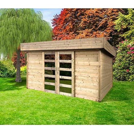 Abri de jardin STOCKHOLM en bois 8,36 m², Plancher Oui (1/5)