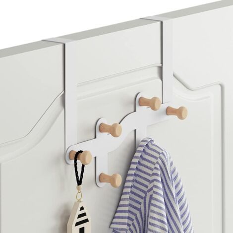 Türhänger mit 6 Haken, aus Eisen, dekorativer Türhänger mit Handtuchhaken, Hängeregal für Hüte, Mäntel, Taschen, Kleidung, Bademäntel, Schlafzimmer, Badezimmer, Weiß (1/5)