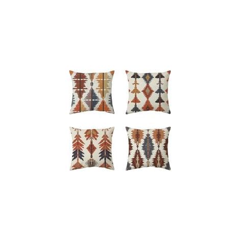 Housse de Coussin 45x45 cm, Lot de 4 Housses de Coussin Géométriques Abstraites Style Boho Marocain Taie d'oreiller Décorative Carrée en Polyester pour Canapé Maison Salon Chambre à Coucher