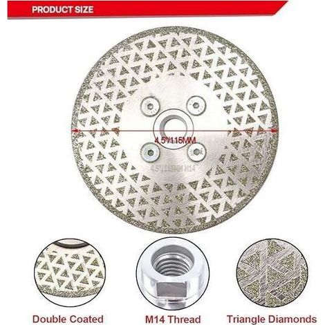 – Disque diamant pour meuleuse 115 mm – Double face électroplaqué – Coupe précise pour marbre, granit et carrelage – Utilisation humide ou sèche (1/4)