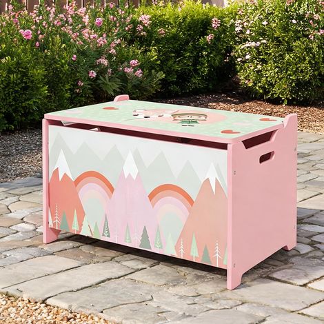 Boîte de rangement rose avec couvercle sécurisé pour enfants (1/5)