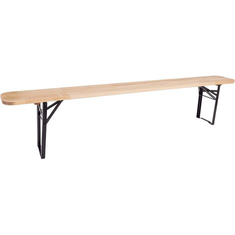 Ac-Deco – Banc de jardin en bois d'aulne et fer – 4 à 5 places – Dimensions 220x25x45,5 cm – Pieds rabattables pour rangement facile (1/6)