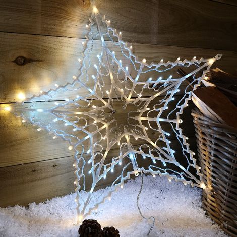 50cm Animated Light Up Window Christmas Star With 100 White & Warm White LEDs (1/5)